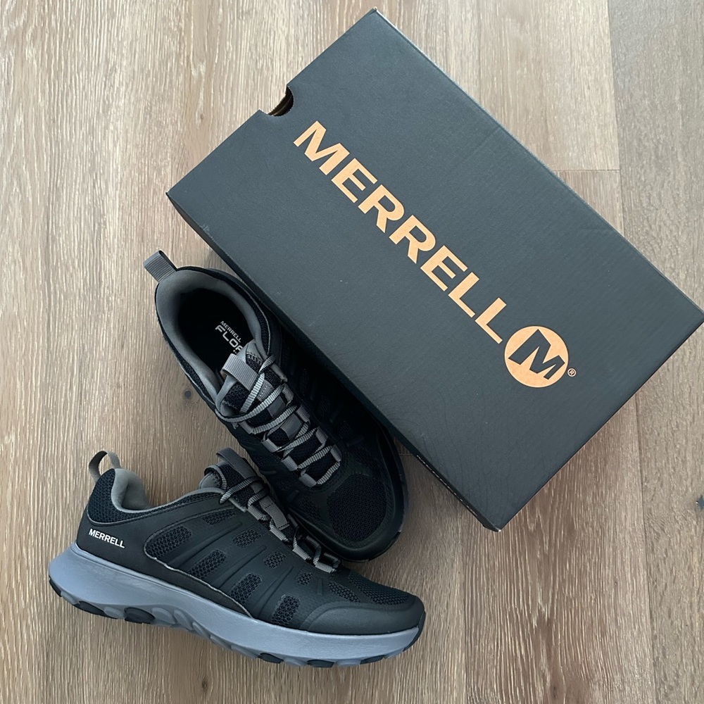 Merrell Black and Gray Athletic Shoes with Rugged Design